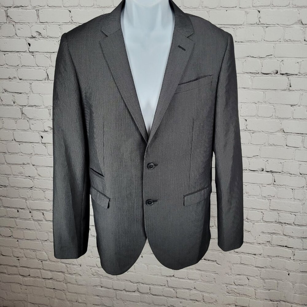 Altamoda Grey Pinstriped Slim Fit 2 Button Notch Blazer Sport Coat Size 40L